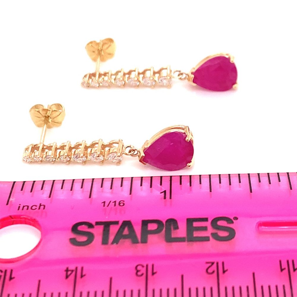 Natural Ruby Diamond Earrings 14k Gold 5.42 TCW Certified $4,950 018662 - Picture 7 of 13